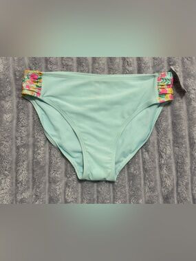 Breaking Waves Turquoise Floral Swimsuit Bottom — Girls’ Size 16 — NWT